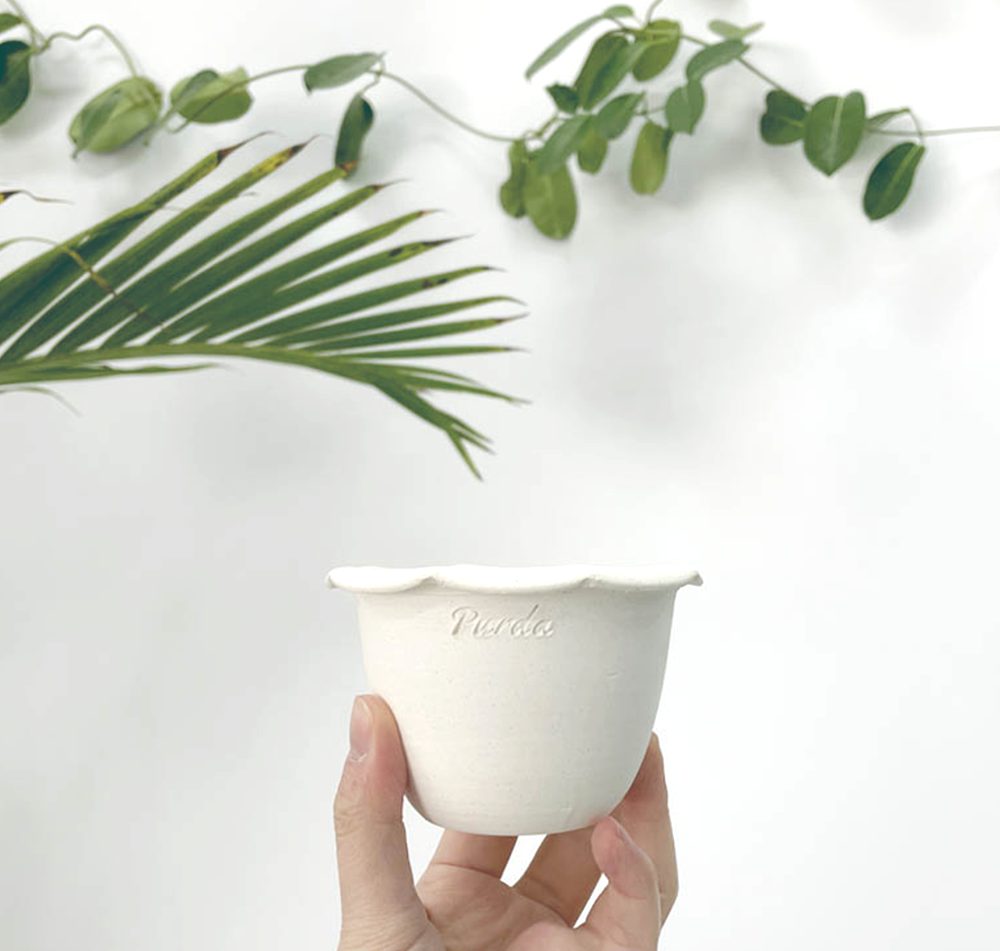 OBJET | ruffle pot - White